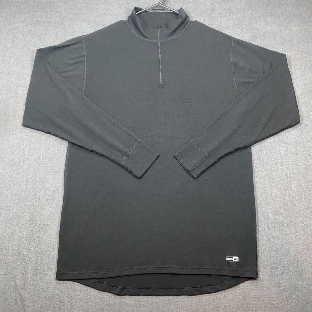 REI Mens Black 1/4 Zip Long Sleeve Pullover Shirt Size XL Tall Lightweight
